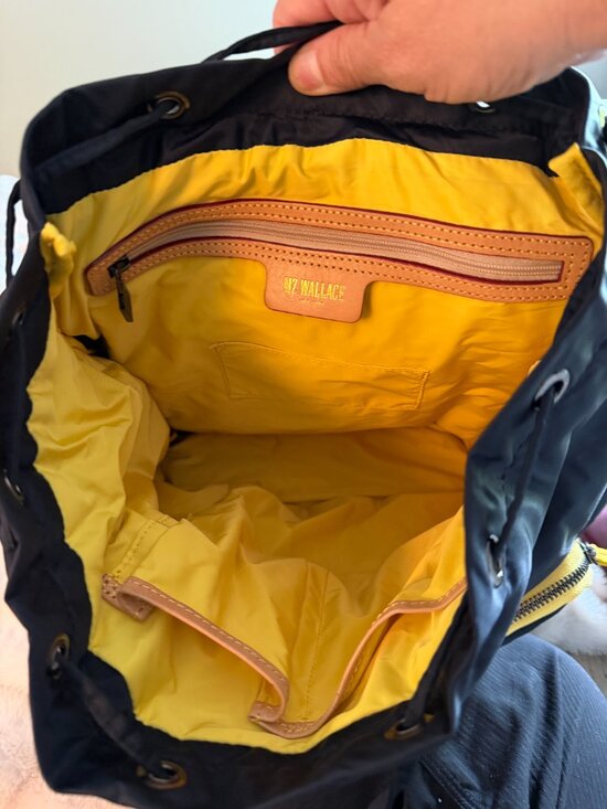 MZ Wallace Black Nylon Backpack with Yellow Trim